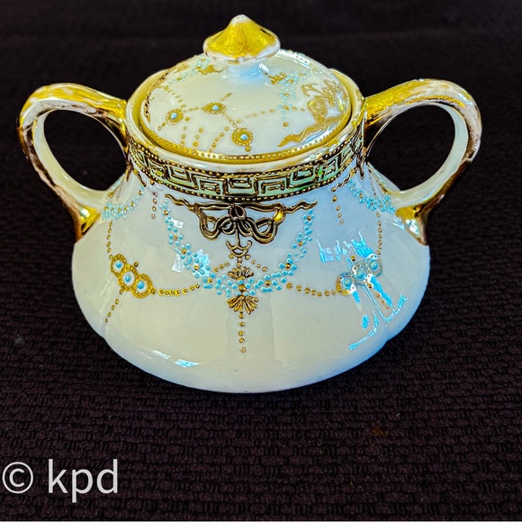 Vintage 3 Pc Sugar & Creamer Mikado Extra Hand Painted, including Gold Beading - Picture 6 of 10